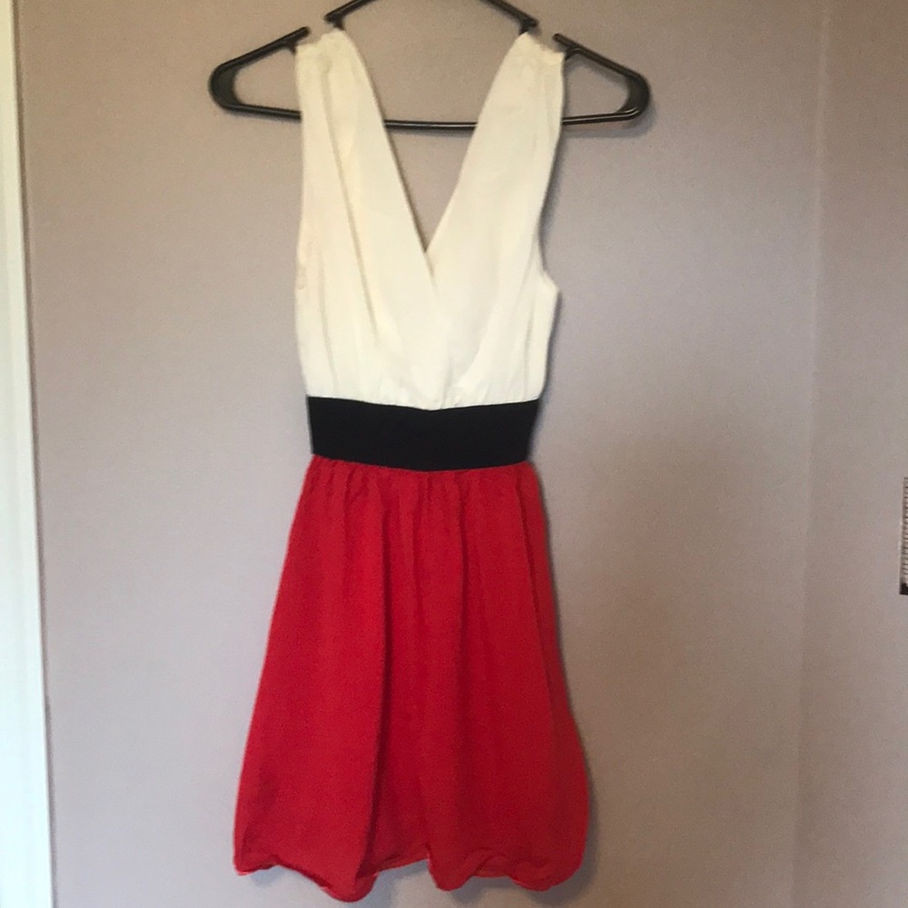 Red and white dress